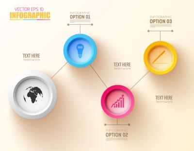 Infographic Business Concept: Four Round Buttons and Icons – Free Download