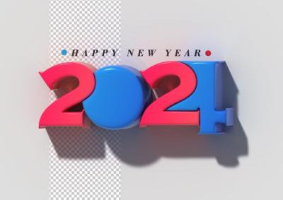 Happy New Year 2024 Lettering Typographical PSD – Free Download