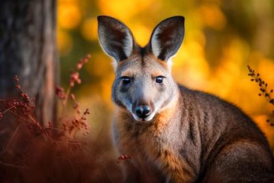 Kangaroo in Orange Wildflowers, Australia – Free Download Stock Photo