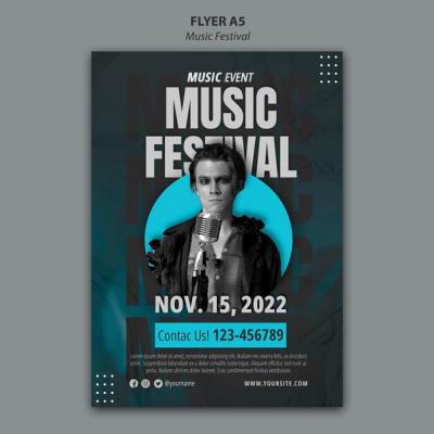 Flat Design Music Festival Template – Free Download