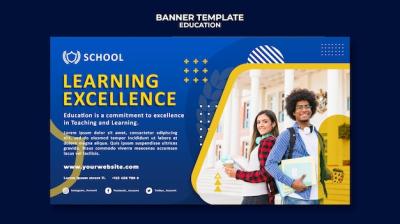 Horizontal Banner Template for Education – Free Download