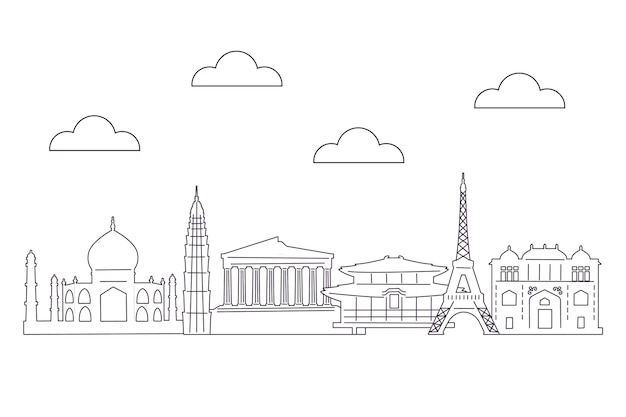 Outline Landmarks Skyline – Free Download Stock Photo