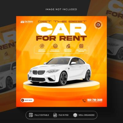 Automotive Social Media Banner or Instagram Post Template for Car Rent and Sale – Free Download