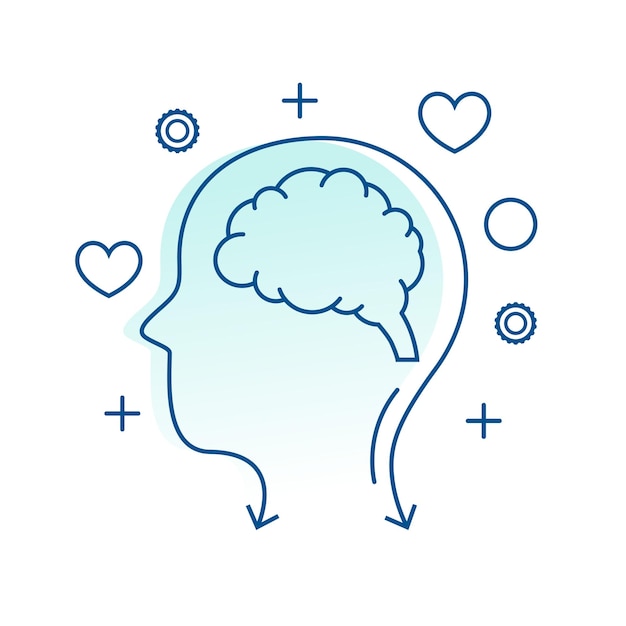 Mental Health Awareness Concept Background Featuring Line Style Human Head – Free Download