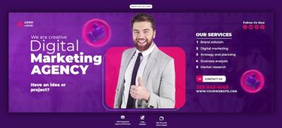 Digital Marketing Agency Facebook Cover Banner Template – Free Download | PSD Templates