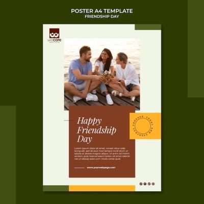 Friendship Day Vertical Poster Template in Earthy Tones – Free Download