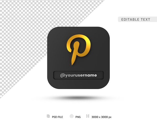 Luxury 3D Pinterest Icon Profile Template – Download Free Stock Photo