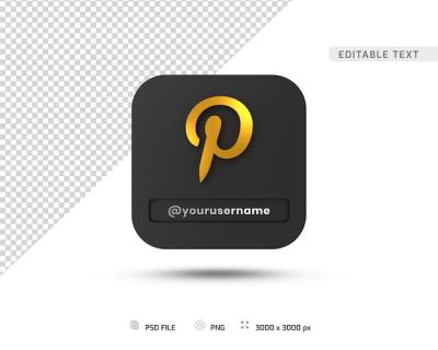 Luxury 3D Pinterest Icon Profile Template – Download Free Stock Photo