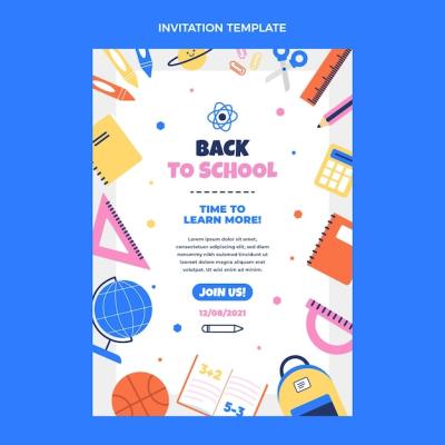 Flat Back to School Invitation Template – Download Free Stock Photo