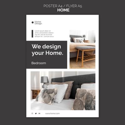 Stylish Poster Template for Home Interior Design Featuring Furniture – Free Download