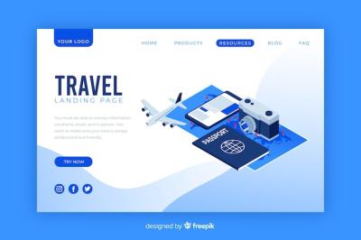 Isometric Travel Landing Page – Free Download