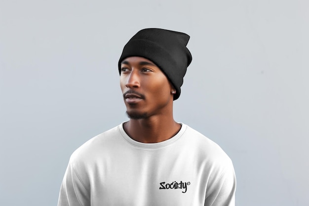 Men’s Long Sleeve Beanie Mockup PSD – Free Download
