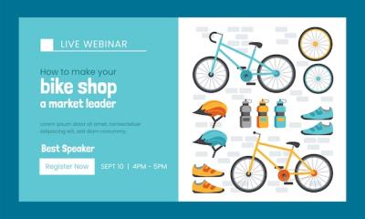 Hand Drawn Bike Shop Webinar – Free Download of Vector Templates