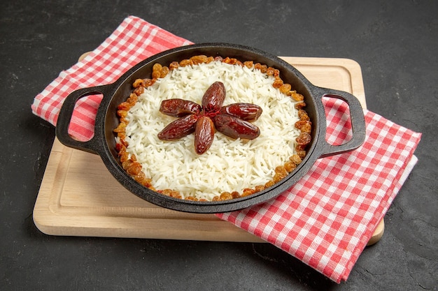 Delicious Front View of Plov Rice Dish with Raisins – Free Download