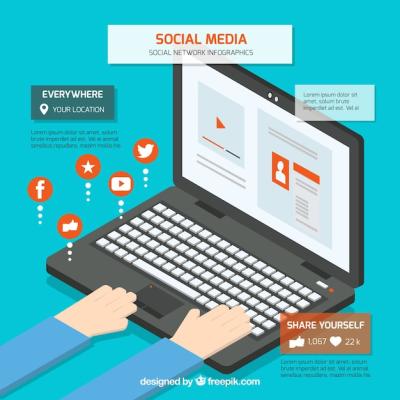 Infographics of Computer Connecting to Social Networks – Free Download