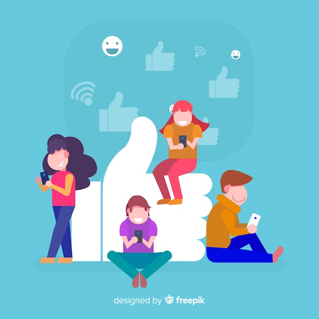 Hand Drawn Young People Social Media Concept Background – Free Download