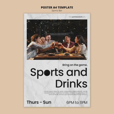 Sport Bar Vertical Poster Template – Free Download