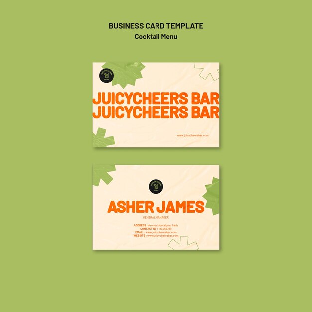 Cocktail Menu Business Card Design Template – Free Download