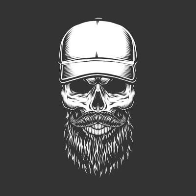 Vintage Monochrome Skull in Baseball Cap – Free Download, Free Stock Photo