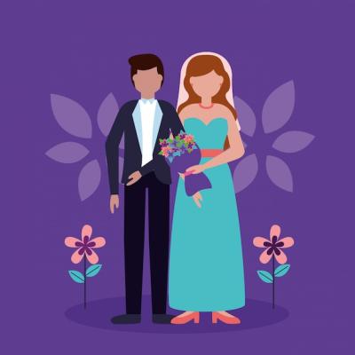 Flat Style Wedding Couple – Free Stock Photo, Download for Free