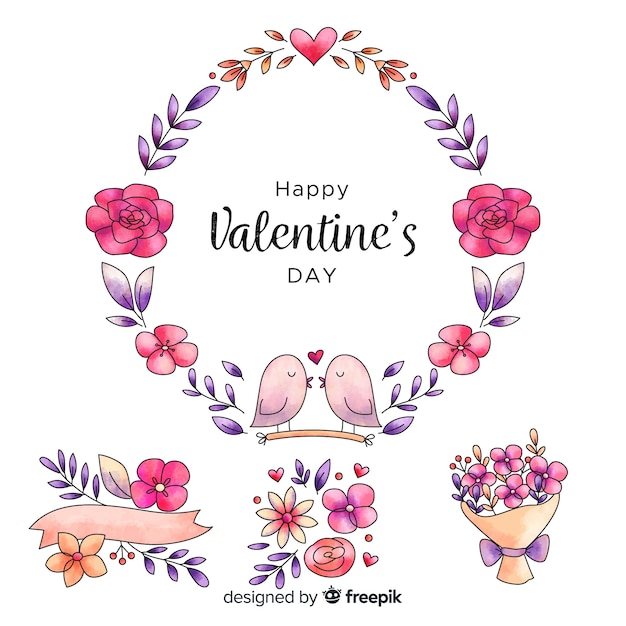 Valentine’s Day Floral Bouquet and Wreath Set – Free Download