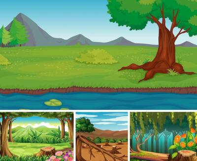 Nature Scene Cartoon Vector Illustrations – Free Download
