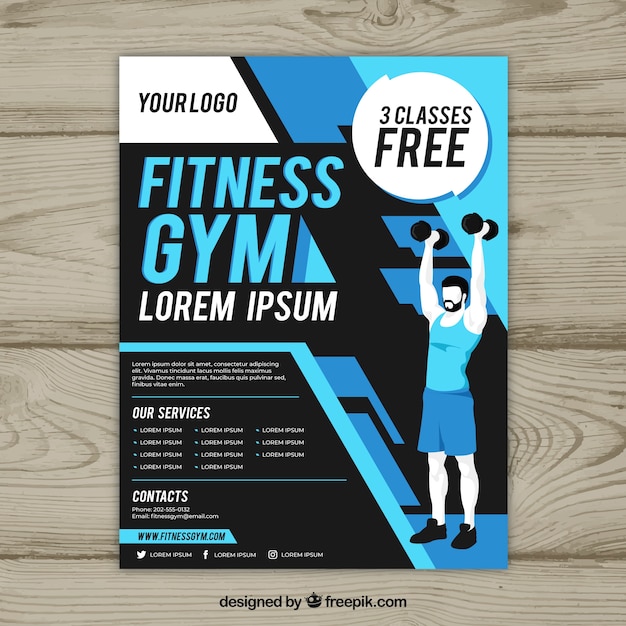 Black and Blue Gym Cover Template – Download Free Stock Photo