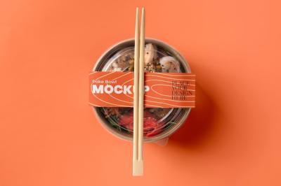 Poke Bowl Mockup: A Tasty Flat Lay for Your Projects – Free to Download