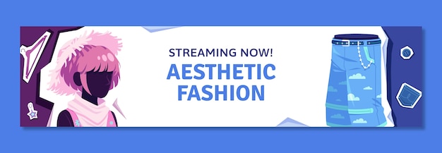 Flat Design Fashion Trends Twitch Banner – Free Download