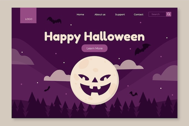 Hand Drawn Flat Halloween Landing Page Template – Free Download