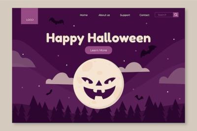 Hand Drawn Flat Halloween Landing Page Template – Free Download