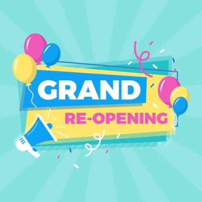 Grand Re-Opening Banner Template with Balloons – Free Download