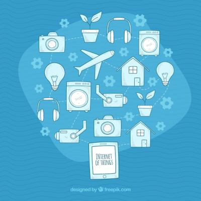 Blue Background with Internet Sketches – Free Download