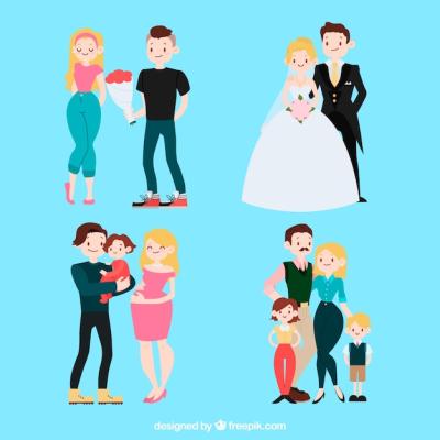 Hand Drawn Family Illustrations in Various Life Stages – Free to Download