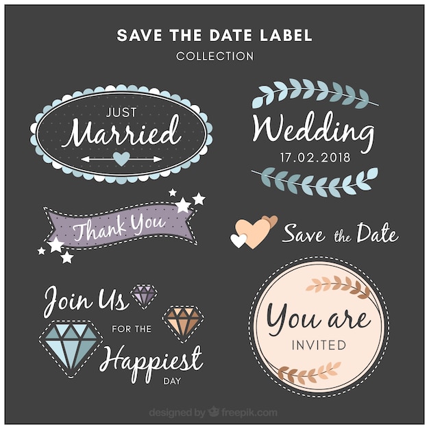 Modern Flat Wedding Label Collection – Free Download