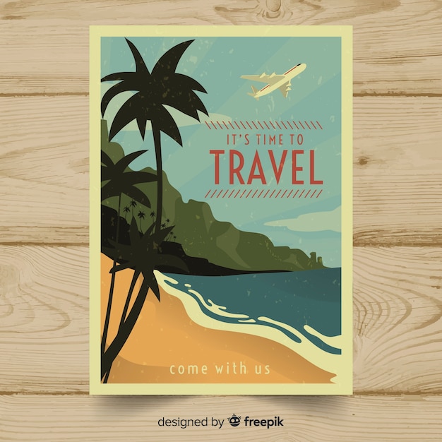 Flat Vintage Travel Poster Template – Free Download