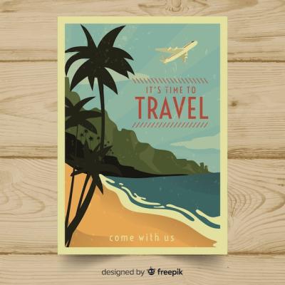 Flat Vintage Travel Poster Template – Free Download