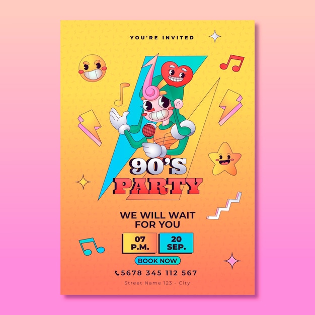 90s Party Invitation Template – Free Download