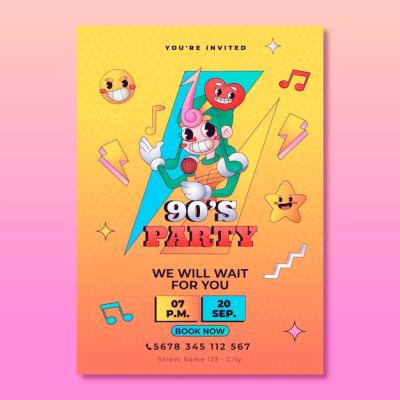 90s Party Invitation Template – Free Download