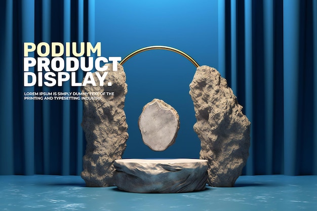 Curtain and Natural Podium Mockup for Product Presentation – Free Download