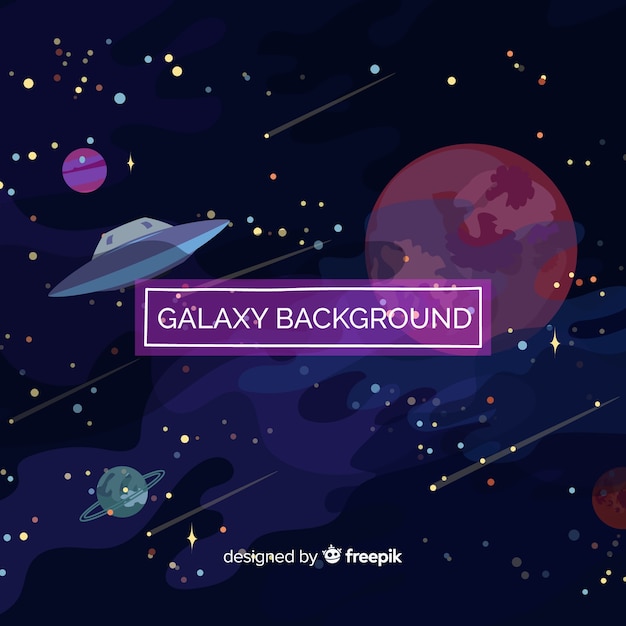 Colorful Galaxy Background in Flat Design – Free Download