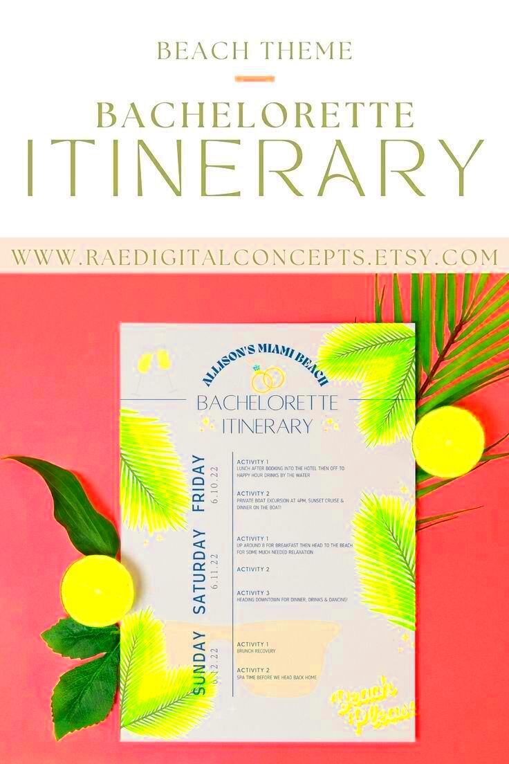 Canva Bachelorette Itinerary Templatebeachthemebachelorette Etsy in 