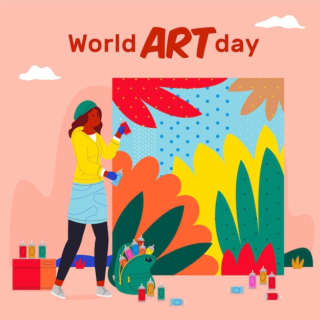 Flat World Art Day Illustration – Free Download