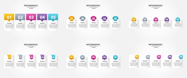 5 Steps Infographics Vector Illustration Set for Advertising, Brochure, Flyer, and Magazine – Download Free Stock Photo
