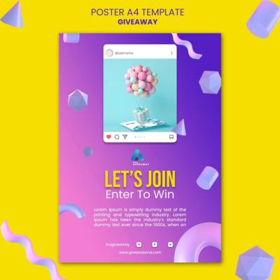 Gradient Giveaway Poster Template – Free Download