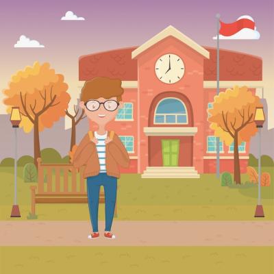 Boy Cartoon School Design – Free Download