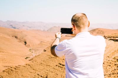 Tourist in Desert Landscape – Free Stock Photo for Download