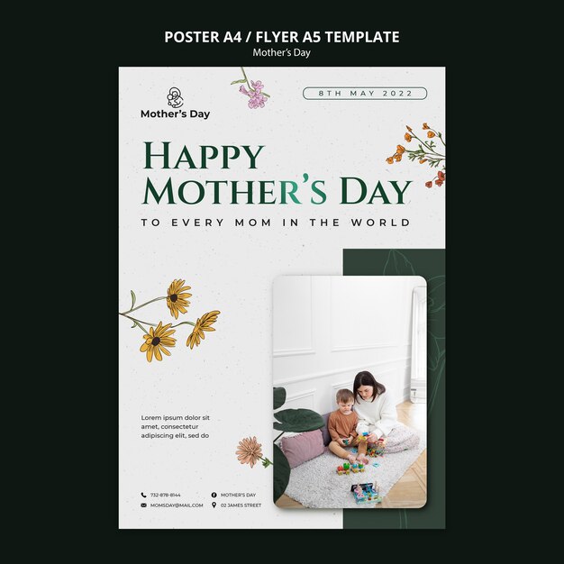 Realistic Mother’s Day Poster Design Template – Free Download
