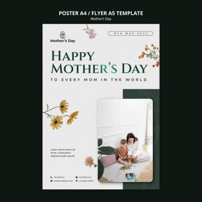 Realistic Mother’s Day Poster Design Template – Free Download