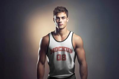 Mockup Design of a Man Wearing Basketball Equipment – Free Download